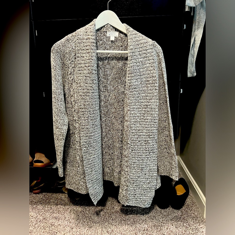Market & Spruce Knit Cardigan in Dark Brown + White - Women’s Size Small